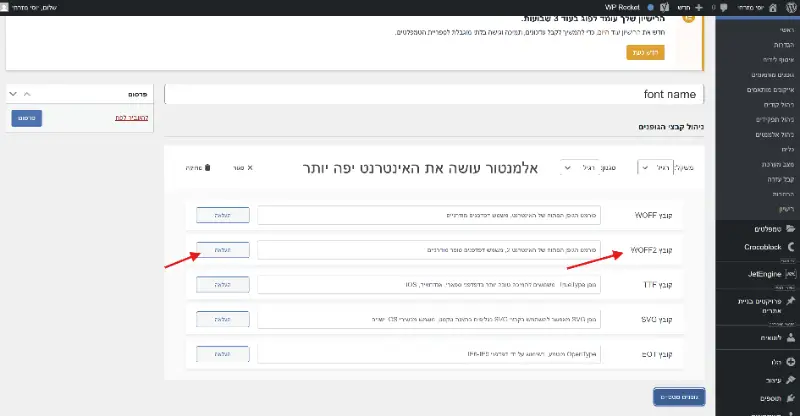 שלב 5 סוג הקובץ והעלאה
